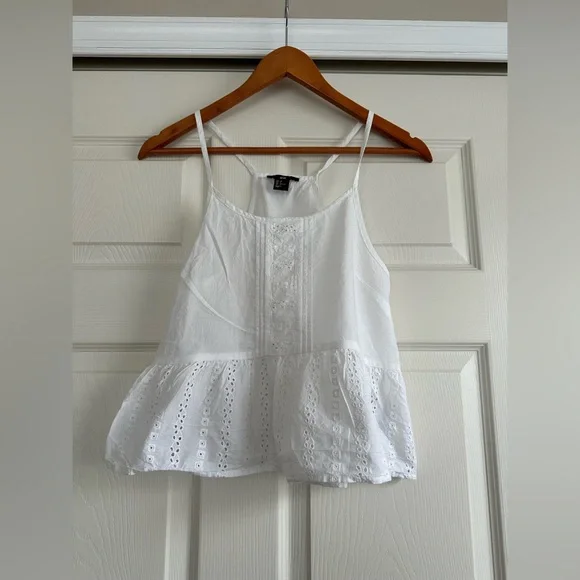 Forever 21 White Linen-Like Racer Back Shirt - Picture 1 of 3